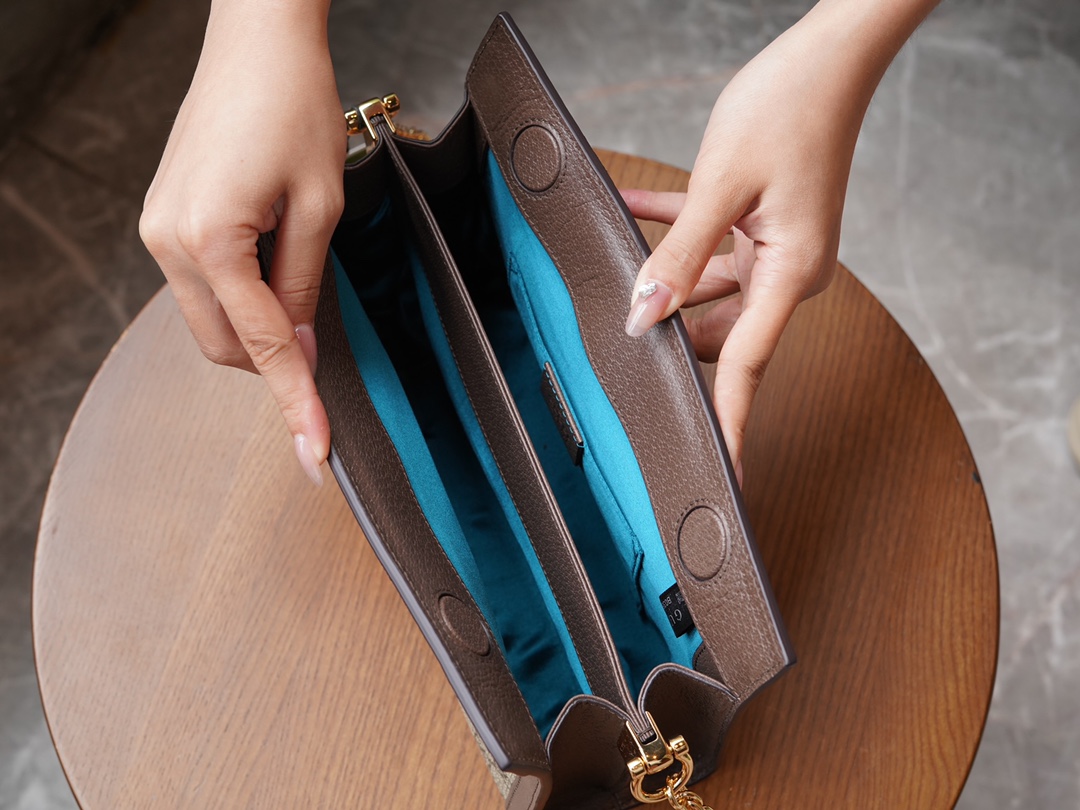 Gvc*1 ophidia gg small shoulder bag brown leather 503877   - 26x17.5x8cm