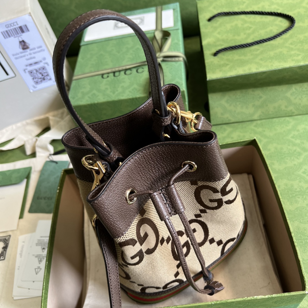 Gvc*1 ophidia small gg bucket bag brown leather 550621 - 20.5 x 26 x 11cm