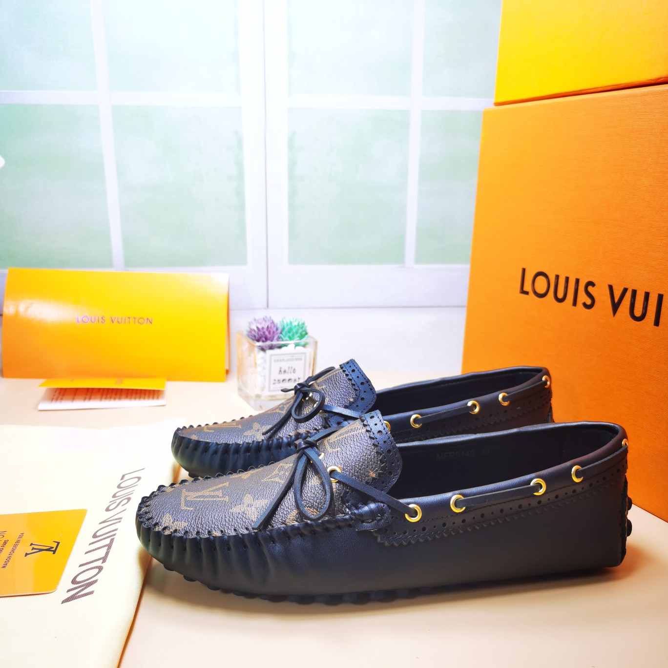 LV flat monogram black shoe cawhide sheepskin 35-46