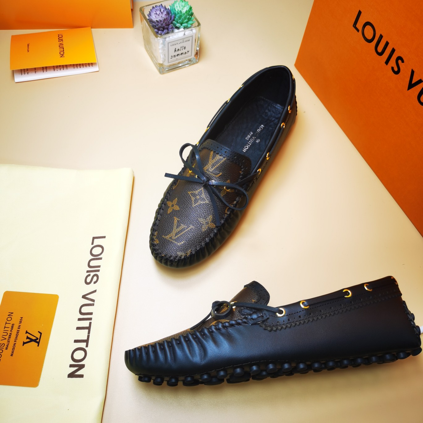 LV flat monogram black shoe cawhide sheepskin 35-46