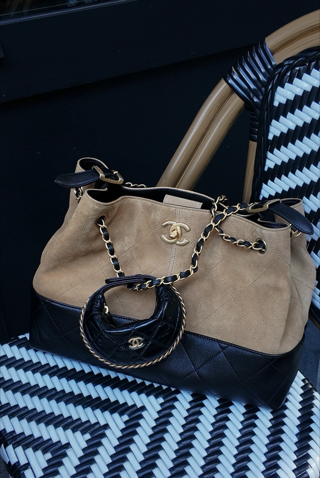 Ch**el suede tota bag brown 36x24cm