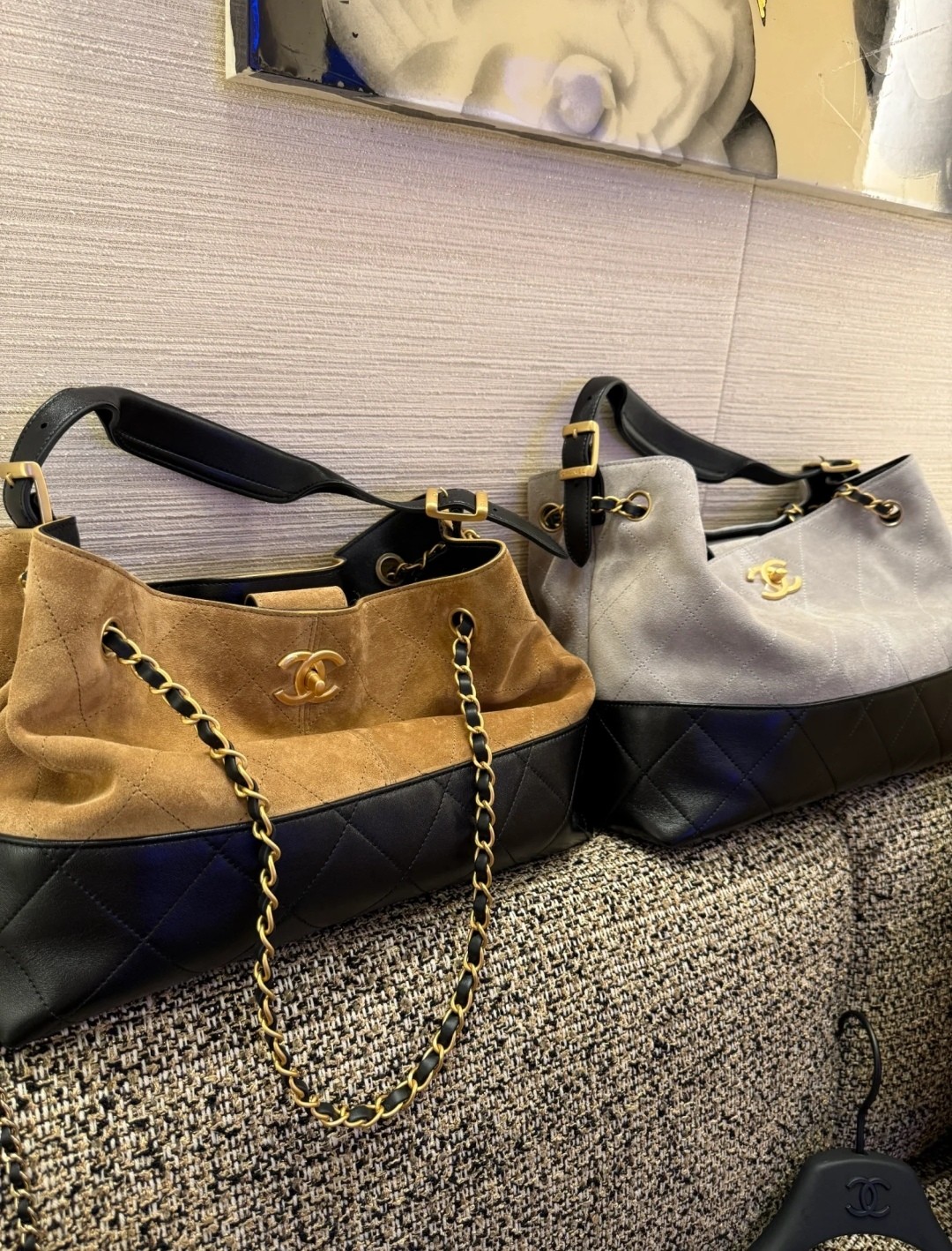 Ch**el suede tota bag brown 36x24cm