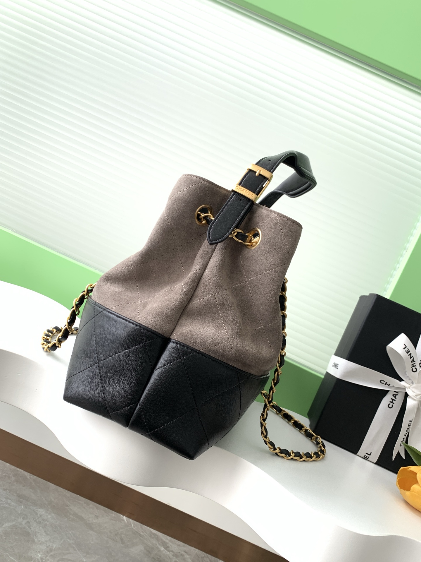 Ch**el suede tota bag brown 36x24cm
