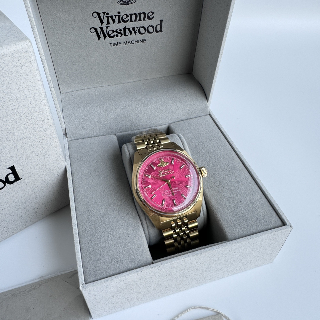 Vivienne Westwood Queen Mother Red Dragon Fruit Rose Dial Stainless Steel Strap Pink Dial Women