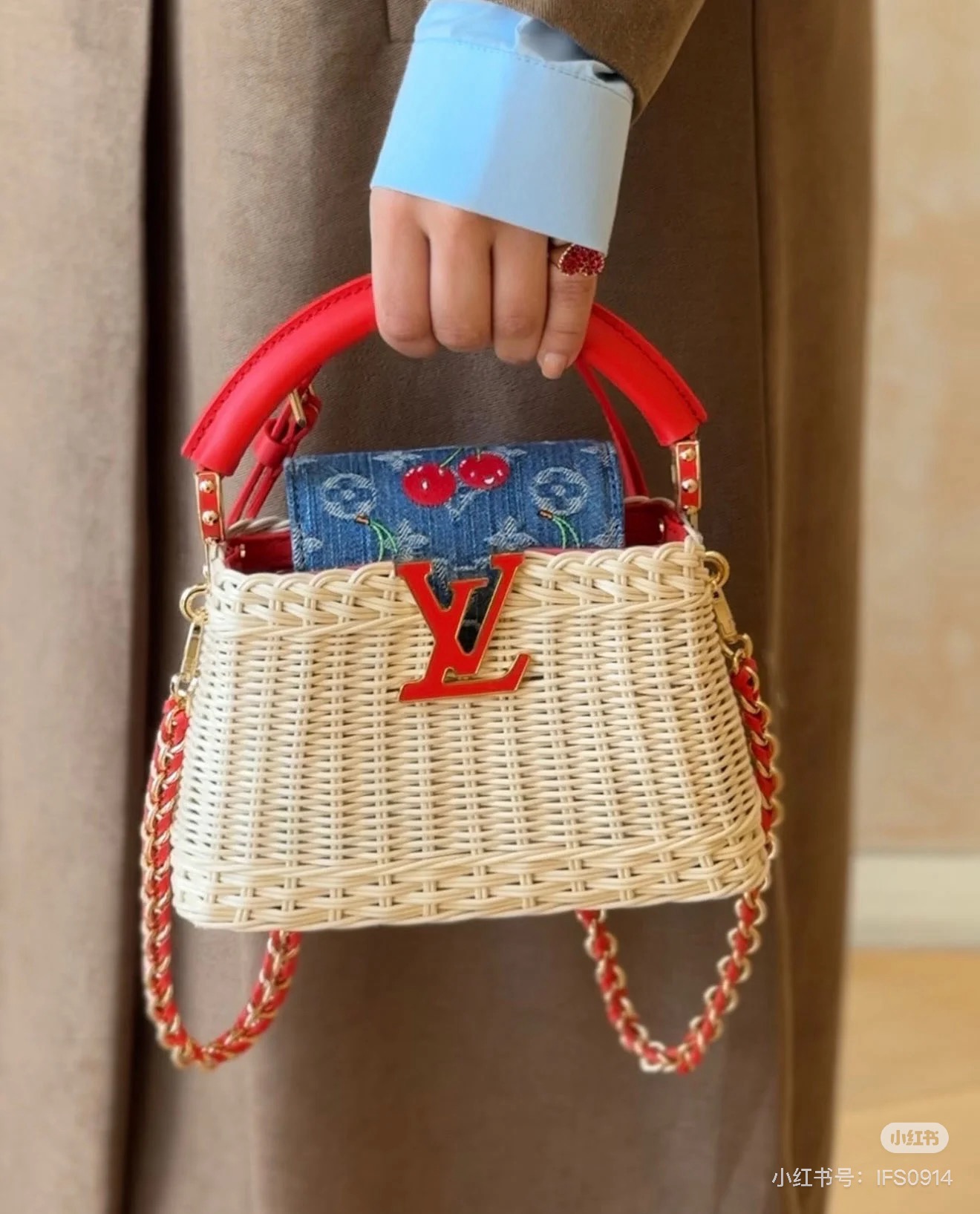 lv Capucines Braided Cherry red